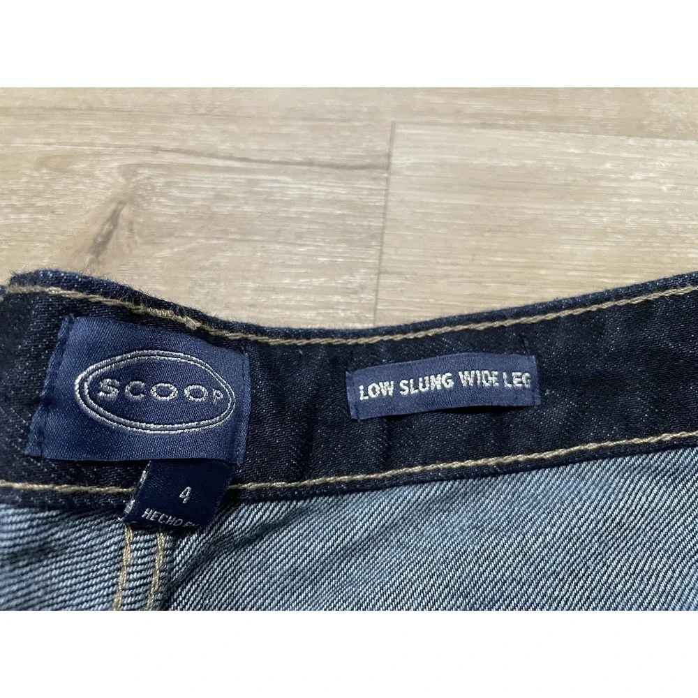 NWT Scoop Relaxed Low Slung Wide Leg Jeans Size 4 Dark Wash Festival Y2K - Picture 3 of 9